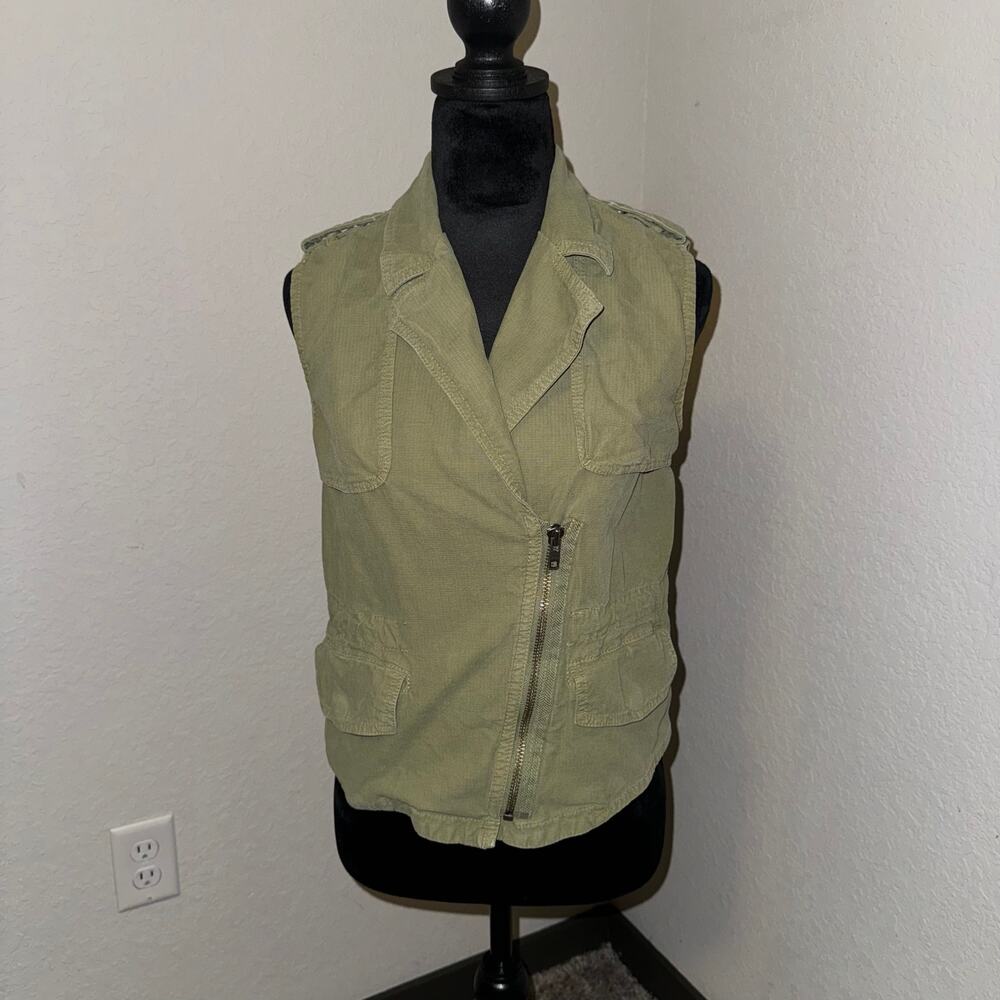 Madewell Women's XS Vest Khaki Green Modern Safari Utility Asymmetrical Zip